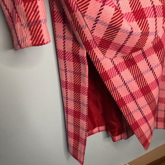 Topshop Suzy Side Check Long Pink Coat - Picture 4 of 8